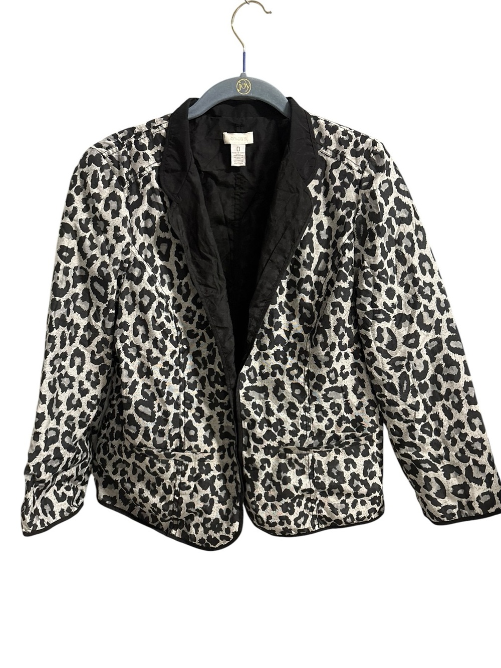 Chico's Leopard Print Blazer Jacket black gray size 0 / US small lightweight